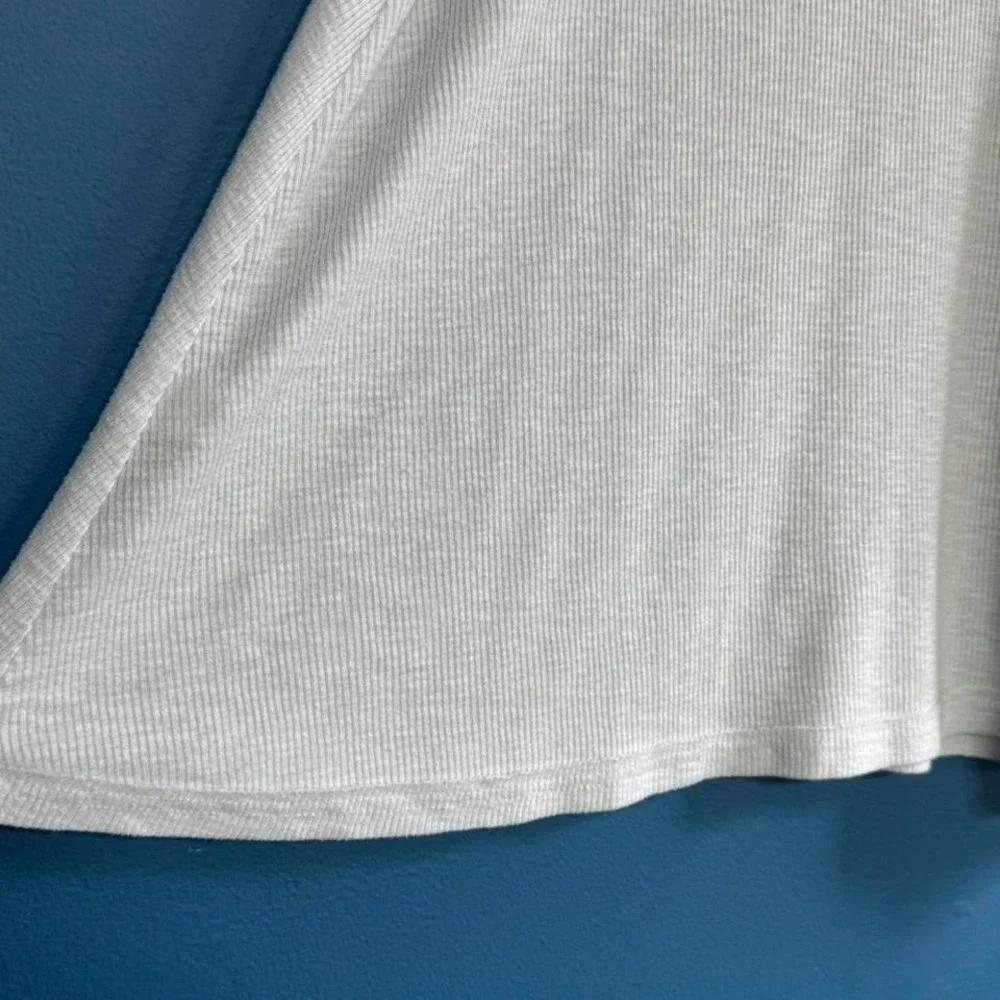 Free People Ribbed Tank Top Women's Size Medium White High Neck Flare Boho Indie